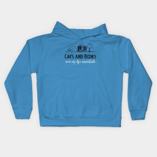 cats and books are my life essentials Kids Hoodie